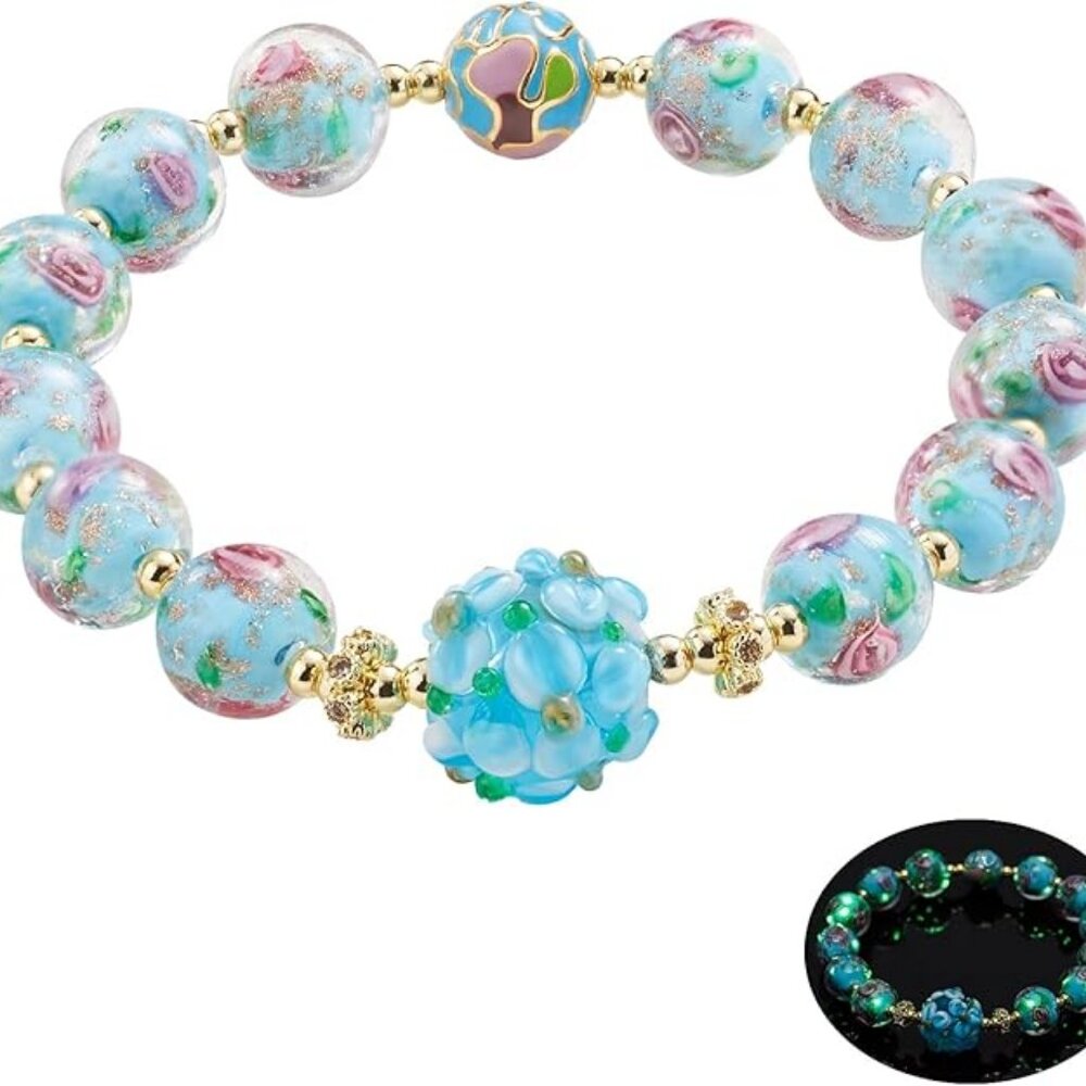 Floral Beaded Glow Firefly Bead Bracelet